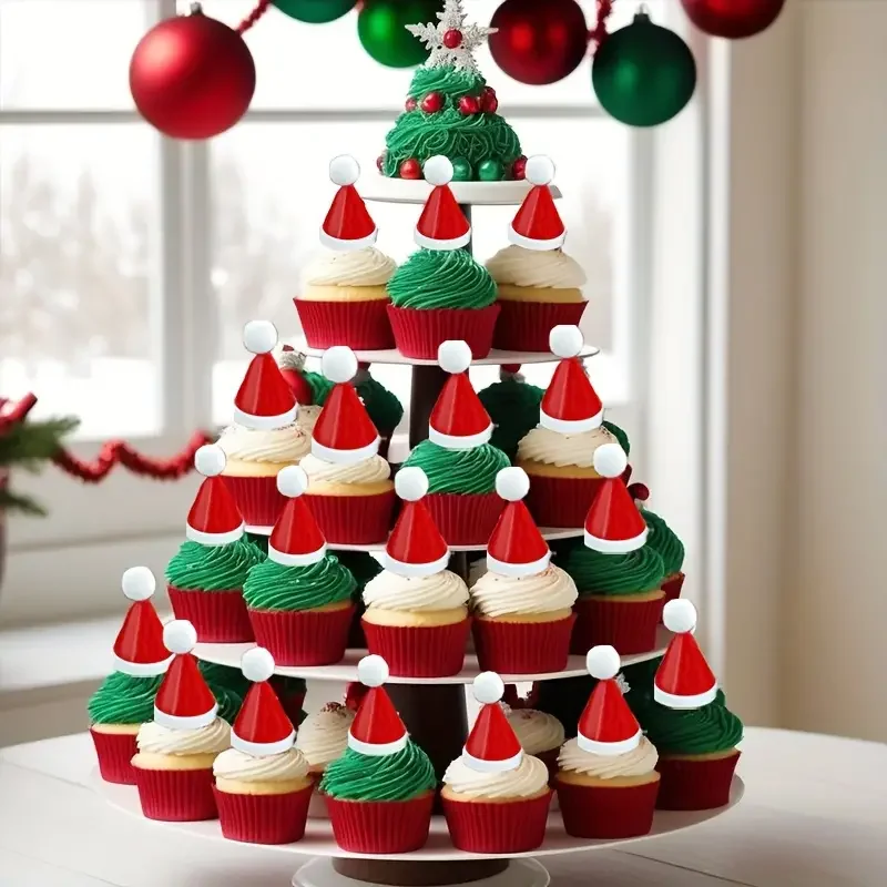 

15pcs Christmas Hat Decoration Retro Dessert Small Hat Baking Decoration Birthday Cupcake Figurines Christmas Hat Decoration