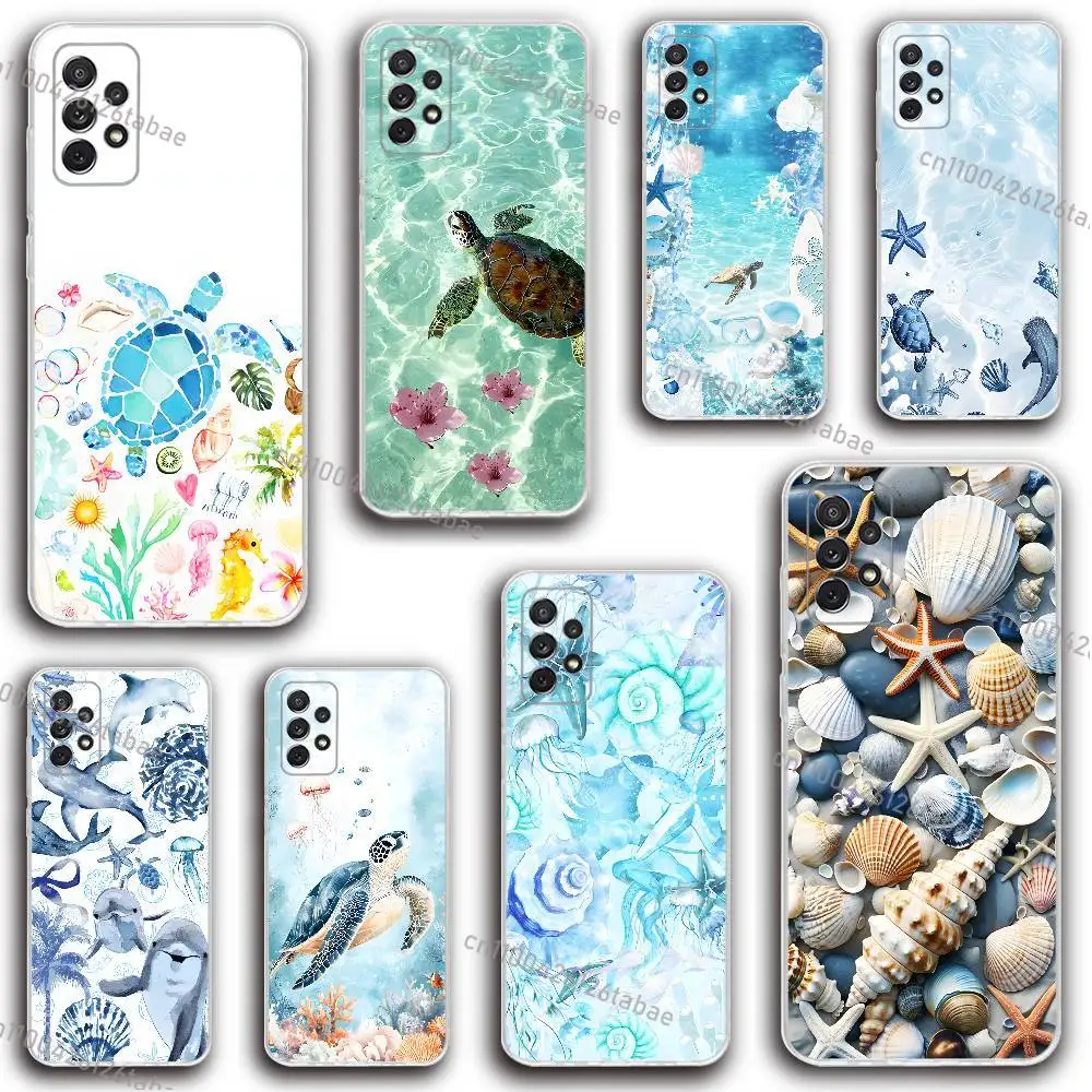 Fashion Turtle Colorful Painting  Phone Case Silicone For Samsung S30,23,21,22,20FE lite,S10,9,PIus Note20ultra Soft Transparent