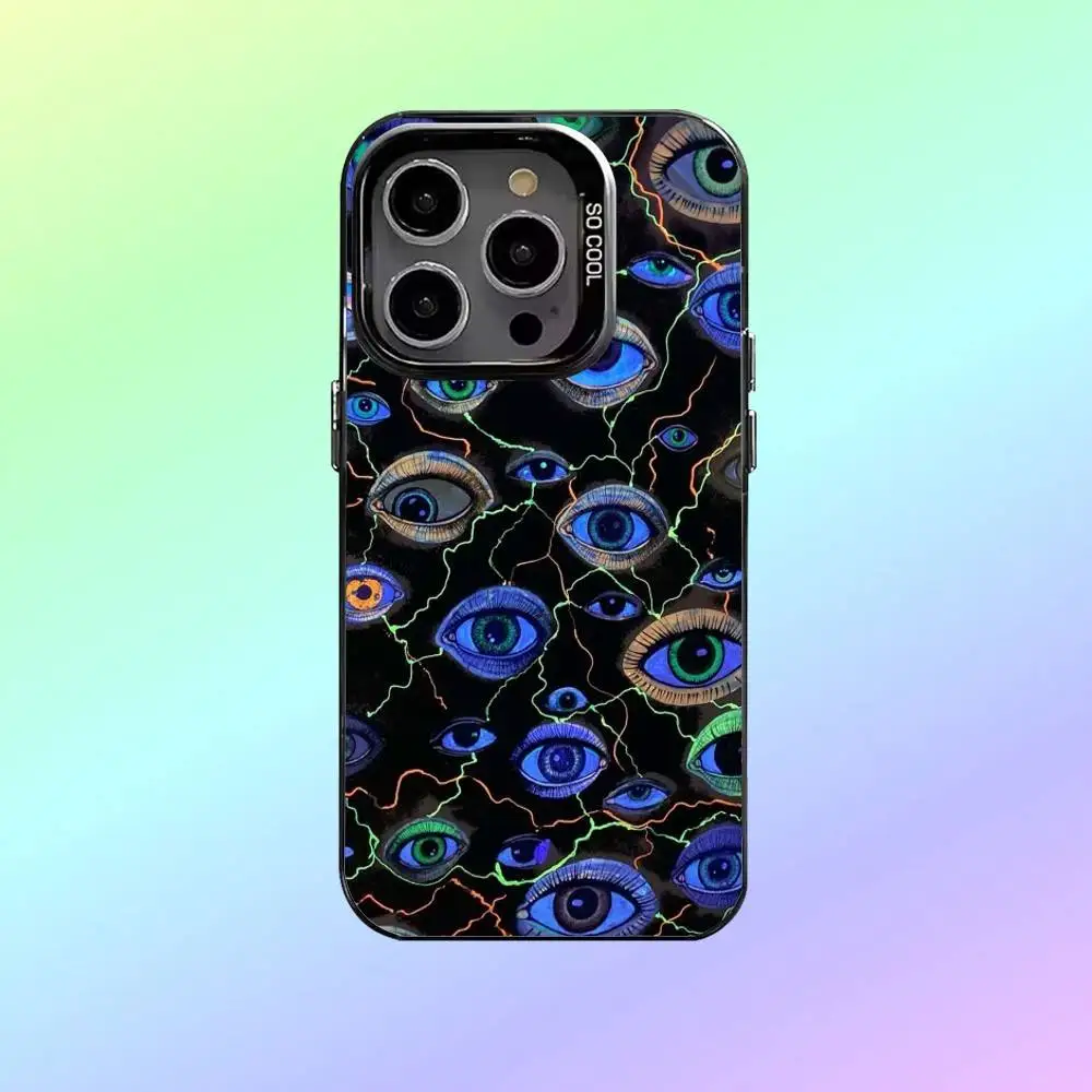 Straszne, zły oczy demona - etui na telefon iPhone 17, 16, 15, 14, 13, 12, 11, kolorowe, srebrne etui na telefon, pokrowiec Funda