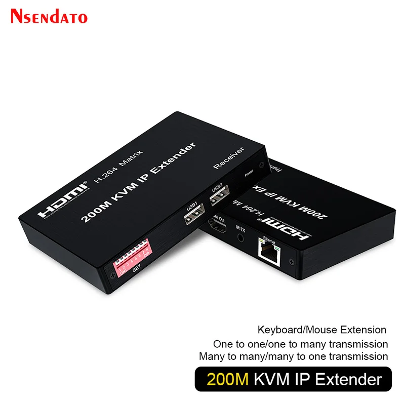 

4K 200M HDMI IP KVM Extender Over Cat5e/6 Rj45 Many to Many HDMI Video Transmitter Receiver Kit Support USB Mouse Keyboard TV PC