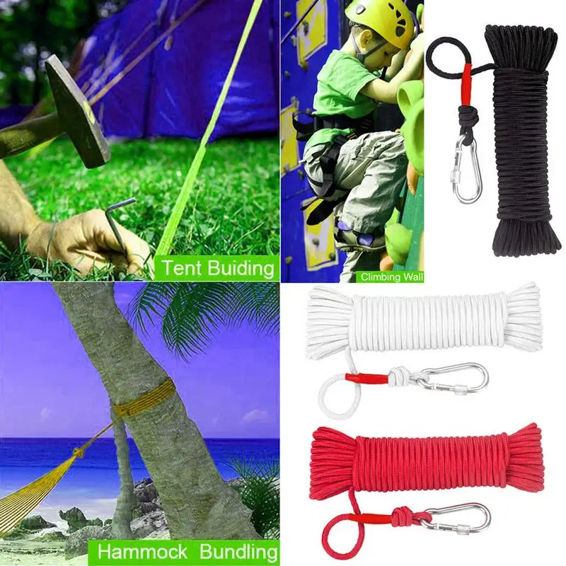 Emergência Nylon Escape Rope, Escalada Buckle, ímã, resgate, segurança, corda de pesca, acampamento ao ar livre, 8mm Comprimento, 20m Comprimento