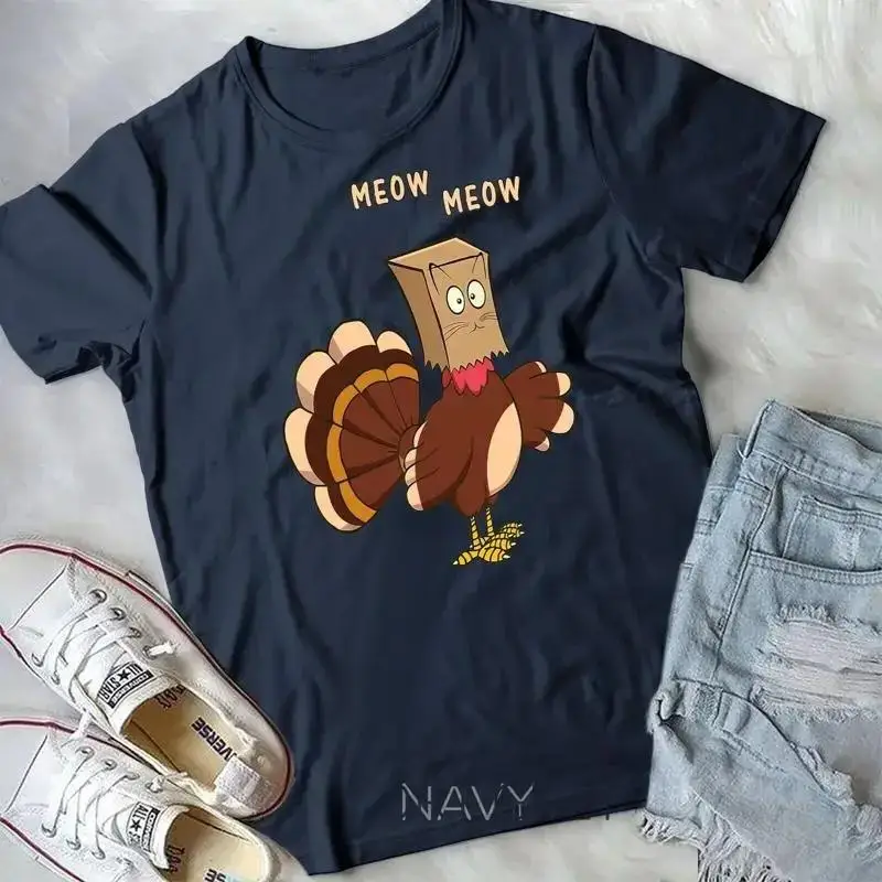 Thanksgiving Cat Funny Fake Cat Meow Thanksgiving Turkey T Shirt Unisex T shirt