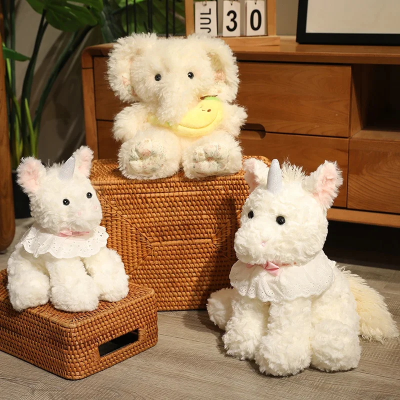 

35cm Kawaii Unicorn Plush Toys Cute Plushies Doll Soft Stuffed Animals Elephant with Banana for Girls Kids Birthday Gift Decor