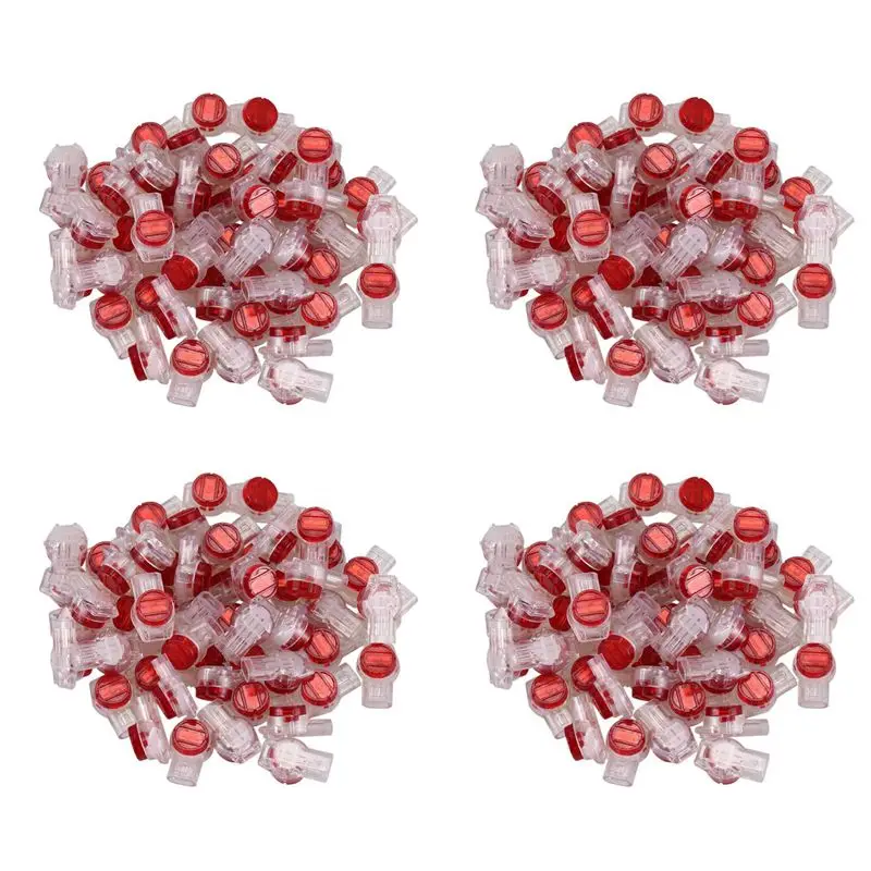 DT17 220 Pieces Gel Splice UR Connector 3 Port Wire Connectors Red Clear Moistureproof for Telephone Data Signal Cable