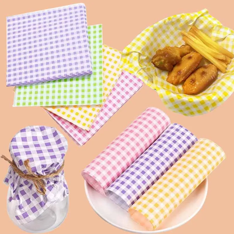50Pcs/100Pcs Grid Paper, Kitchen Oil-Proof Wax Paper, Suitable for Sandwich Packaging, Picnic Supplies, Parties and Catering Services