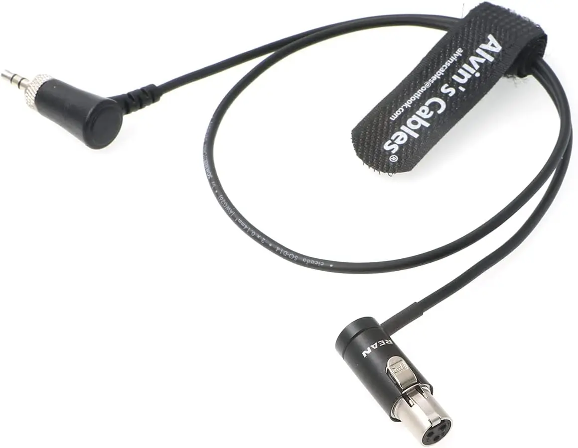Low-Profile Audio-Cable TA3F Mini-XLR 3-Pin Female to Locking-3.5mm-TRS Right Angle for Sennheiser EK 2000| Sony UWP| Sound Devi