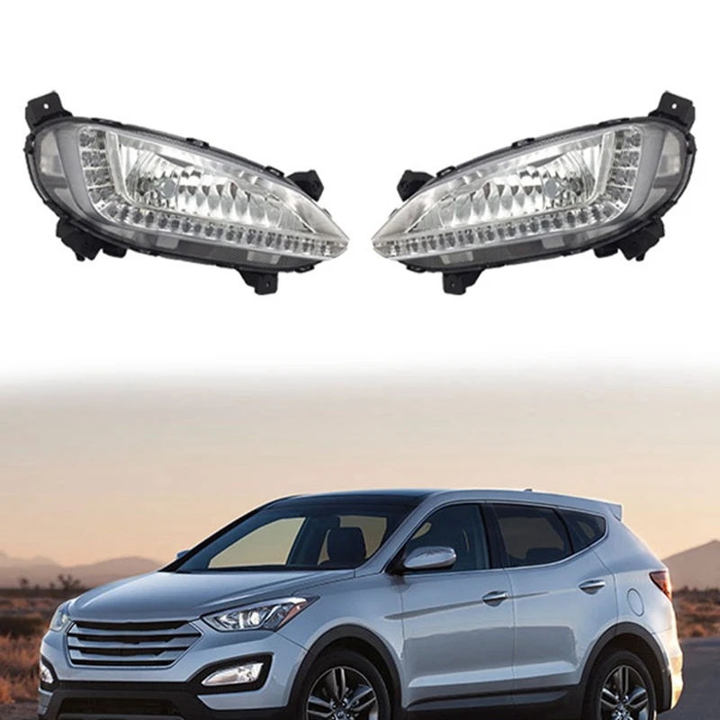 Car LED DRL Fog Light For Hyundai Santa Fe IX45 2013-2017 Auto Driving Lamp Daytime Running Light Bumper Lamp