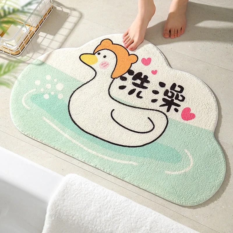 1pc Cartoon Bathroom Doormat Entrance Floor Mat Non-slip Mats Rug Duck Pet Absorbent Carpet Bath Cute Bath Tub Mat Bed Kid room