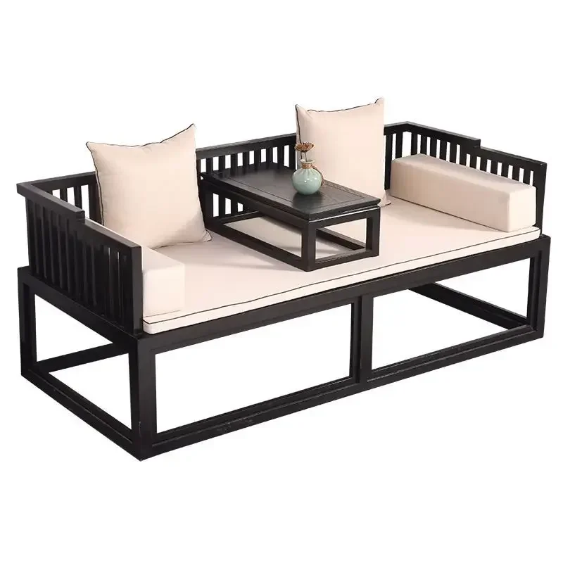 Solid wood living room simple modern collapsed old elm B&B sliding Arhat bed sofa furniture