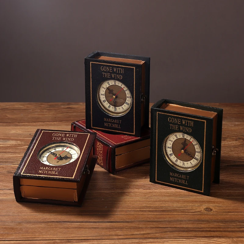 

Ретро-часы-орнамент в виде маятника, модель часов в форме книги, украшение, 3-в-1: деревянная коробка-витрина, коробка-книга, коробка для хранения в виде книги
