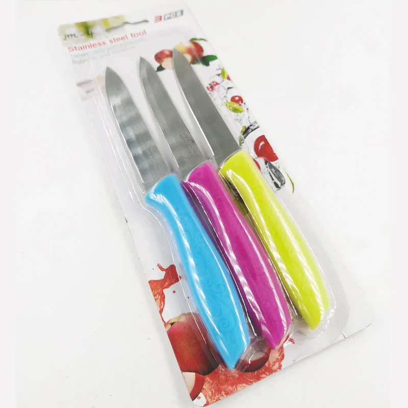 Cuchillos de pelado clásicos de acero inoxidable de 3 piezas con punta de lanza de borde recto, herramientas peladoras con mango de concha de abulón