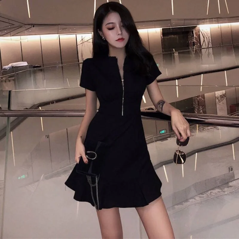 Weibliche Kleider 2024 Rüschen Mini Frauen kleid kurze Kleidung Geburtstag ästhetische Baumwolle sinnlich sexy koreanischen Stil billig lässig xl