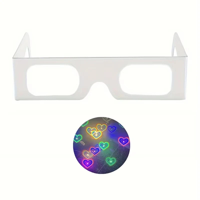 50pcs Love Heart Shaped Effects 3D Glasses Watch the Lights Change to Heart Shape At Night Diffraction Glasses-ABLM