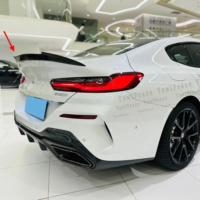 

For BMW 8 Series G16 M8 4 Door 2018-2023 Spoiler Real Carbon Fiber / FRP Black Rear Trunk Lip Wings Spoiler Body Kit Accessories