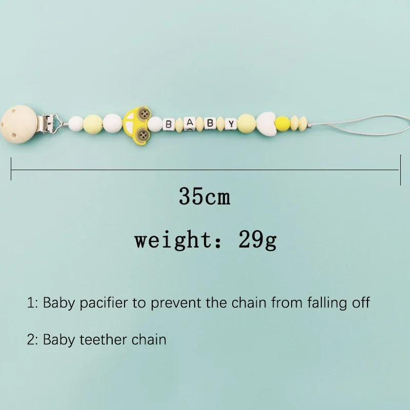 Produced by Baby Family Personalized Name Handmade Silicone Pacifier Chains  Eco-friendly Pacifier Clips Holder Chain kawaii