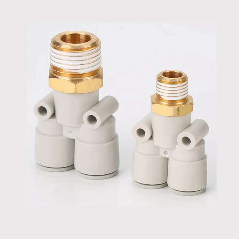 KQ2U Y Union Tee Pneumatic Fitting One Touch Push In Air Hose Connector Quick Release Tube Splitter for PU Air Pipe 4mm 6mm 8mm
