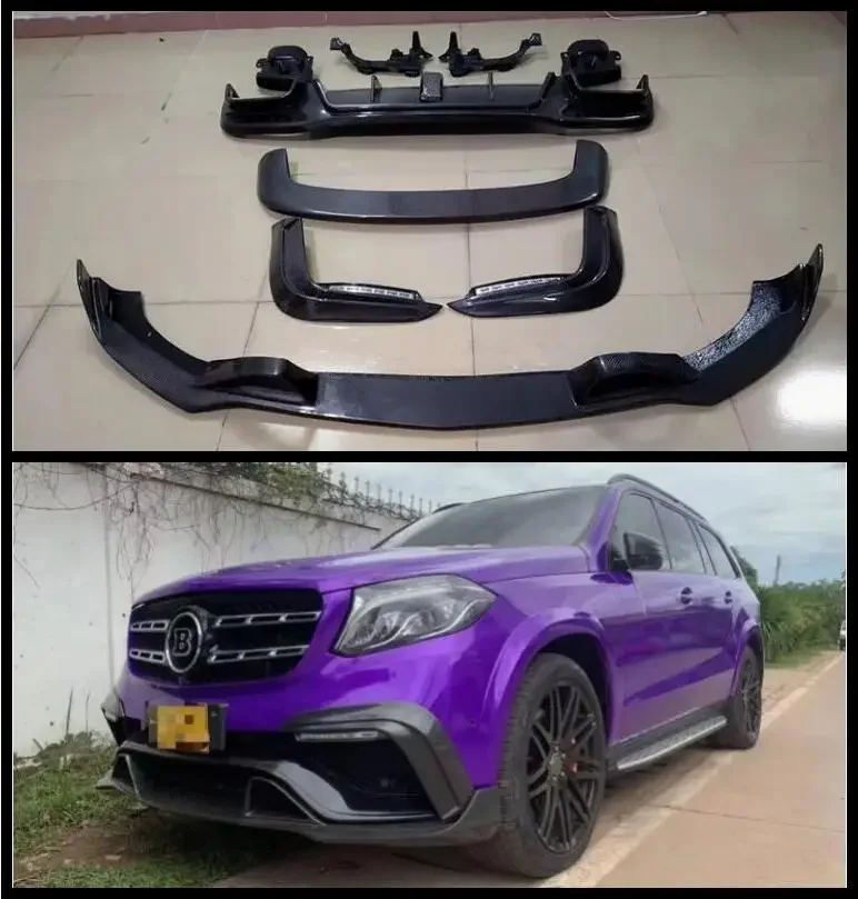 CARBON FIBER FRONT LIP REAR BUMPER DIFFUSER LED FOG LAMP COVER SPOILER Body Kit For Benz X166 GLS63 AMG 2016-2019