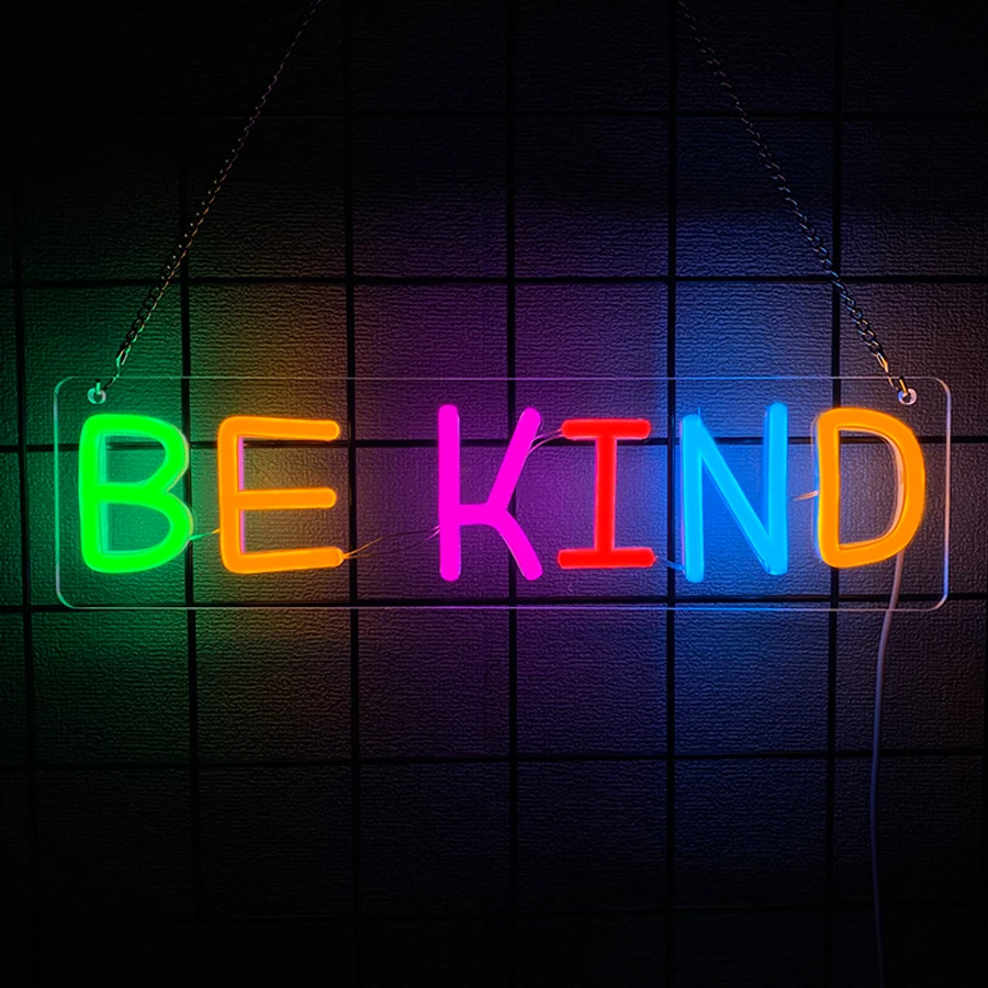 Be Kind Neon Sign, Letter Rainbow Led Neon Sign, Usb Powered, Home, Kindergarten Classroom, Club, Bar, Office And Library Decor.