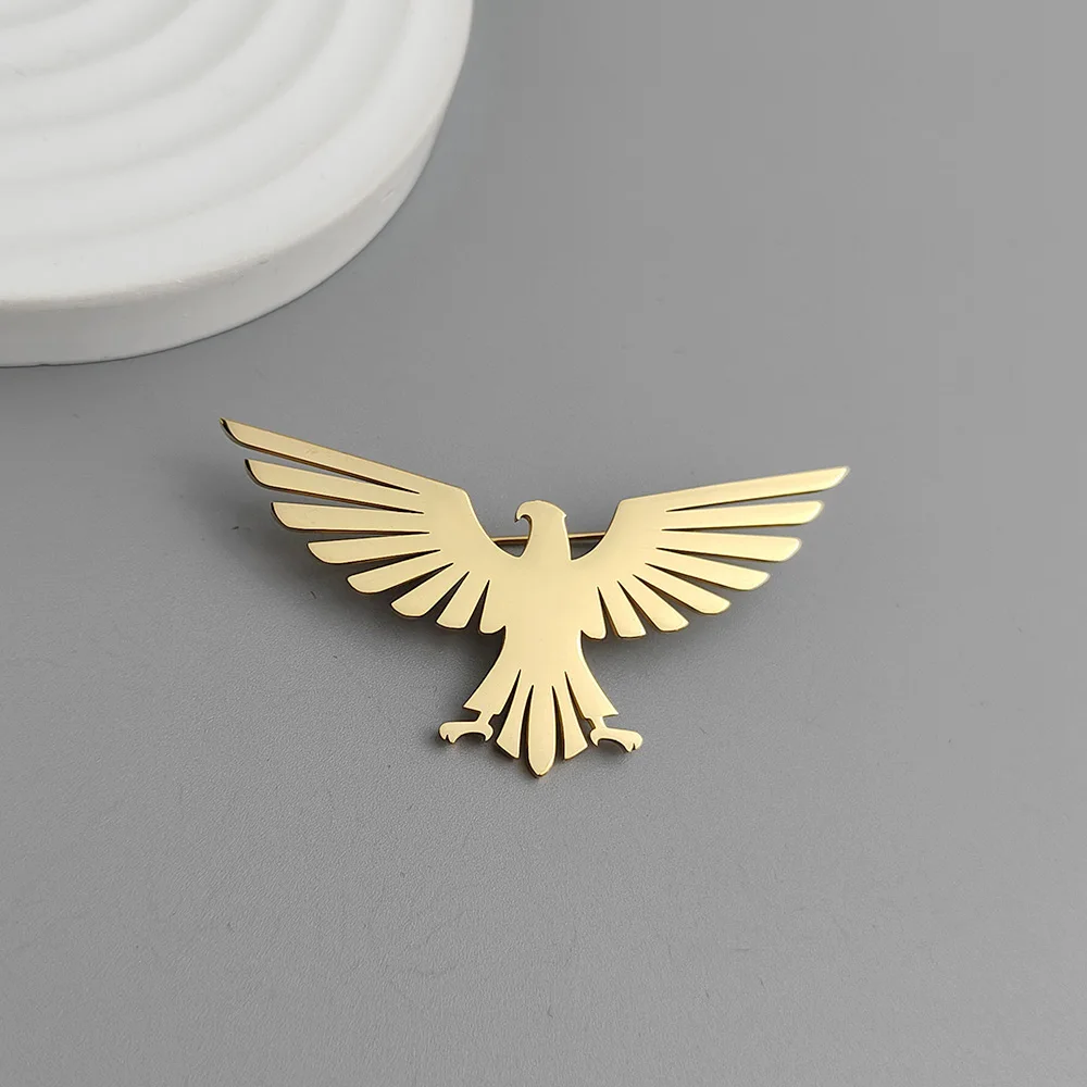 بروش على شكل نسر مجوف من الفولاذ المقاوم للصدأ مطلي بالذهب عيار 18 قيراط، وإكسسوارات البدلة السوداء، ومجموعة مطابقة لحفلات الزفاف