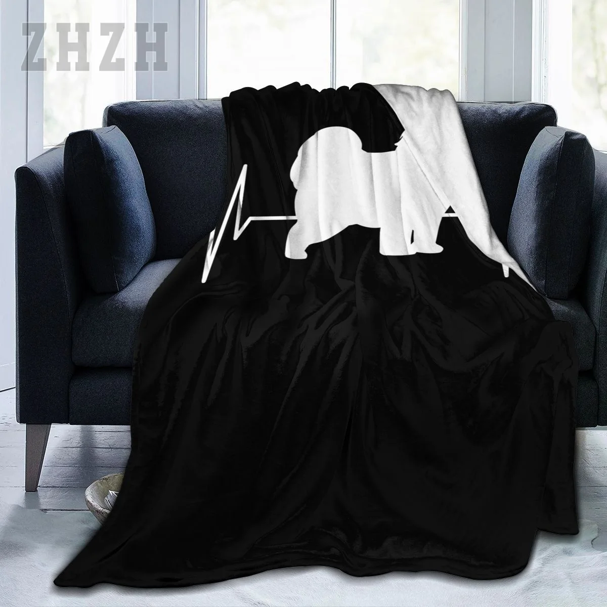 Blanket Samoyed Dog Heartbeat Heart Line Samoyeds Flannel Multifunction Outdoor Camping Sofa Cover Keep Warm