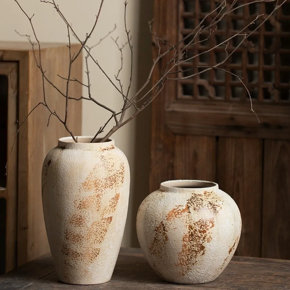 Wabi Sabi Style Ceramic Vase Matte Texture Decorative Flower Pot Unique Speckled Texture Classical Beauty Ceramic Flower Jars
