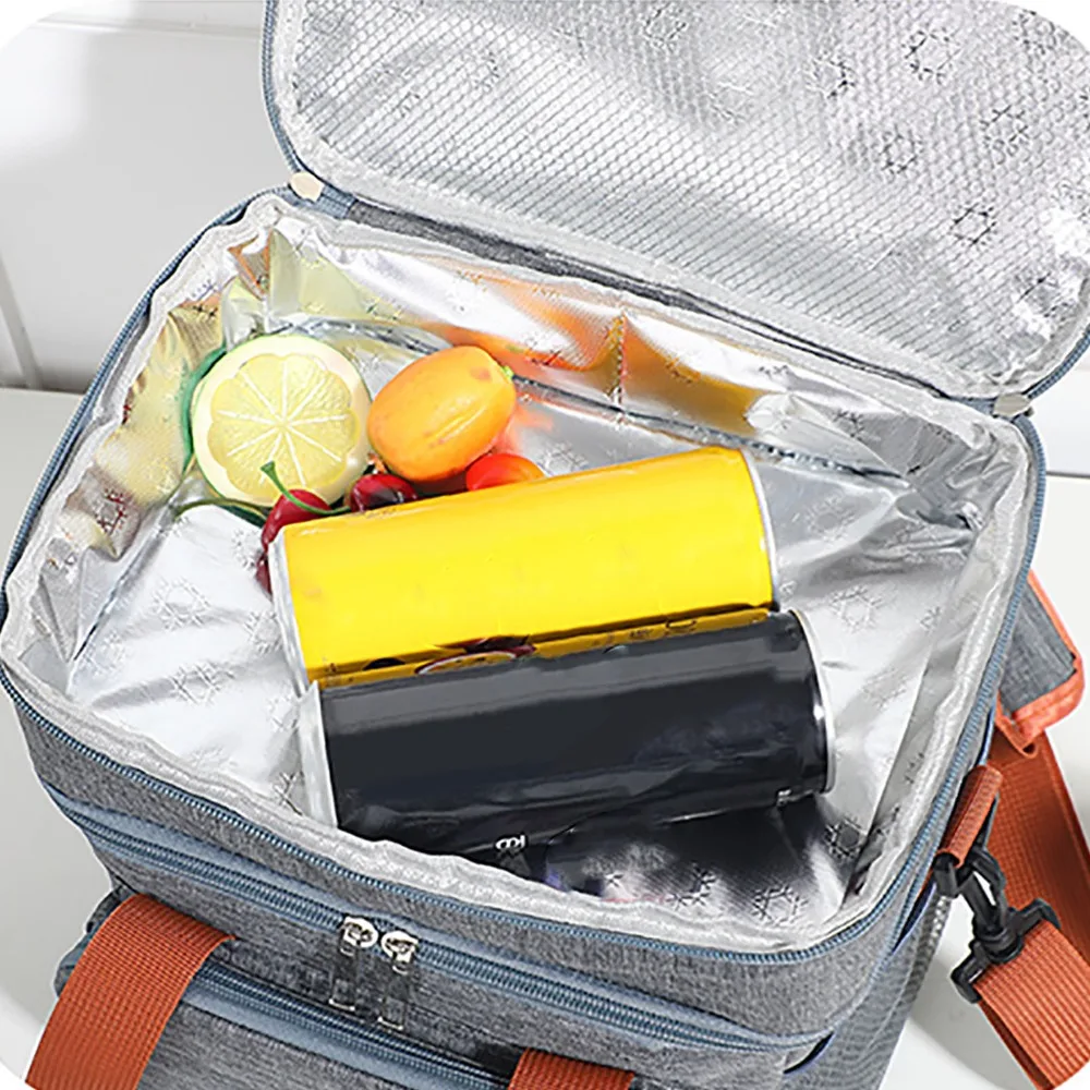 Portable Oxford Cloth Material Insulated Lunch Bag Waterproof Lining 10L Leakproof Lunchbox Lunch Cooler Bag For Picnic