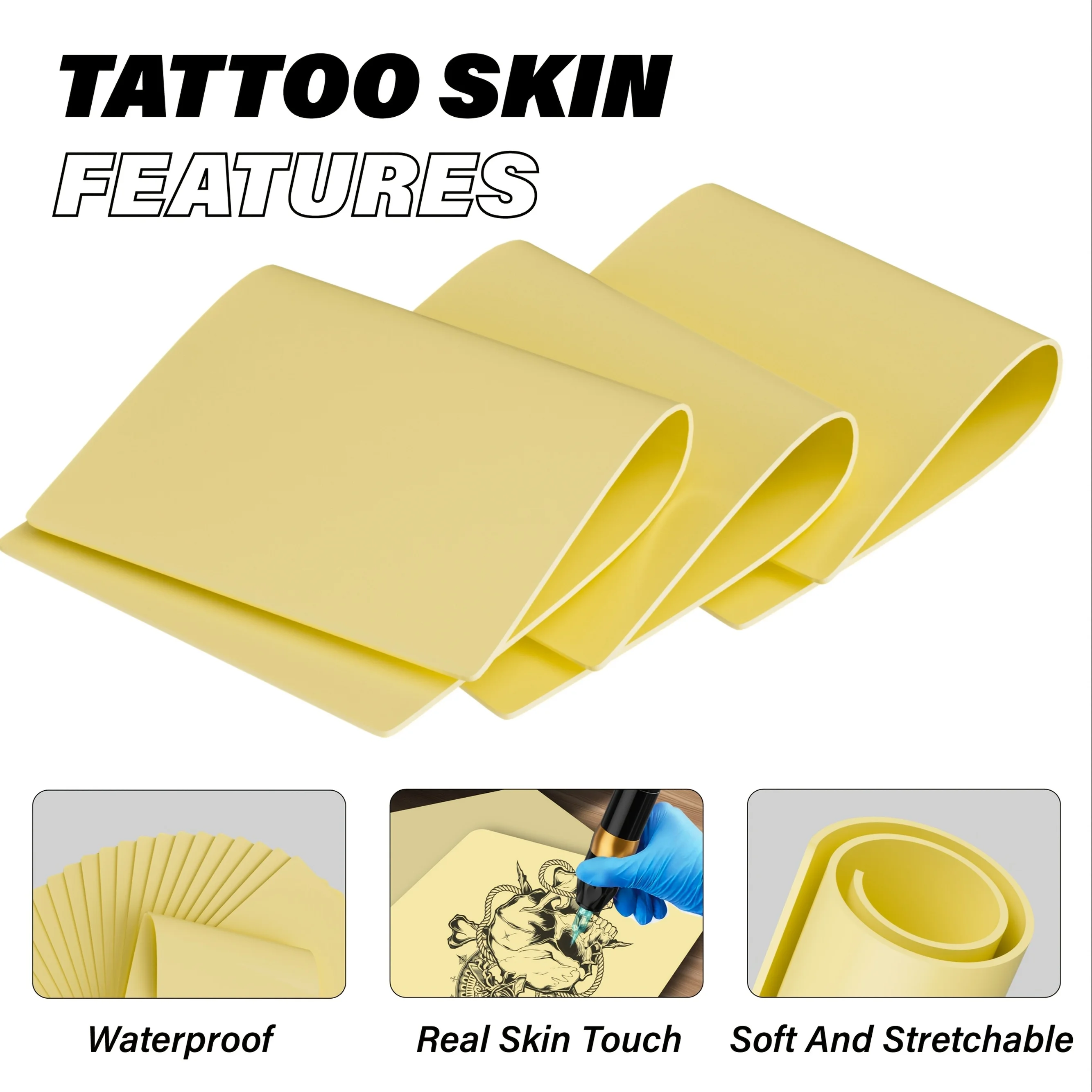 6/12 Uds. Pieles de práctica de tatuaje en blanco 12*8 pulgadas/7*6 pulgadas-Juego de accesorios de herramientas de tatuaje y Microblading sin perfume para principiantes