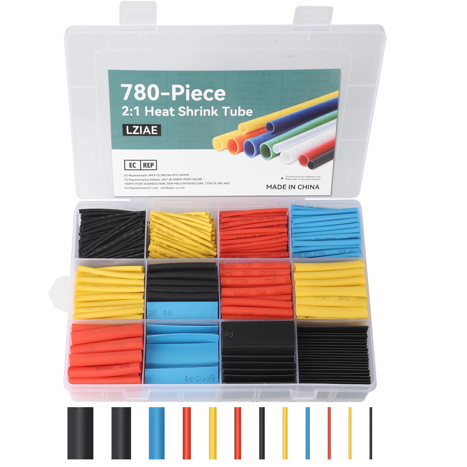 

780Pcs 2:1 Heat Shrink Tube Shrinking Assorted Polyolefin Insulation Sleeving Wire Cable Sleeve Wrap Premium Large Electrical He