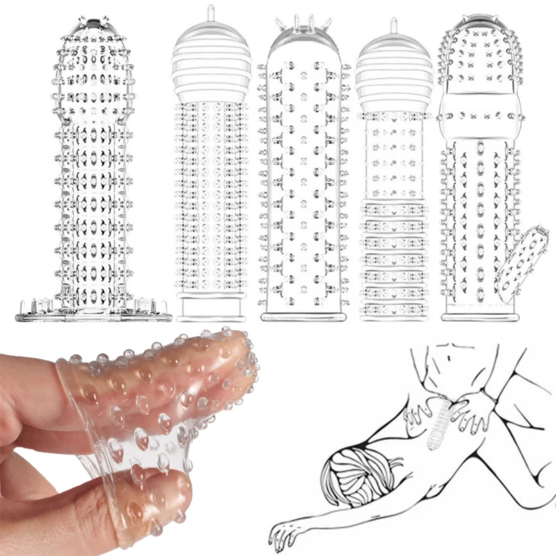 Cubiertas extensoras de pene para hombre, preservativos de silicona para estimulación del clítoris, Juguetes sexuales para adultos