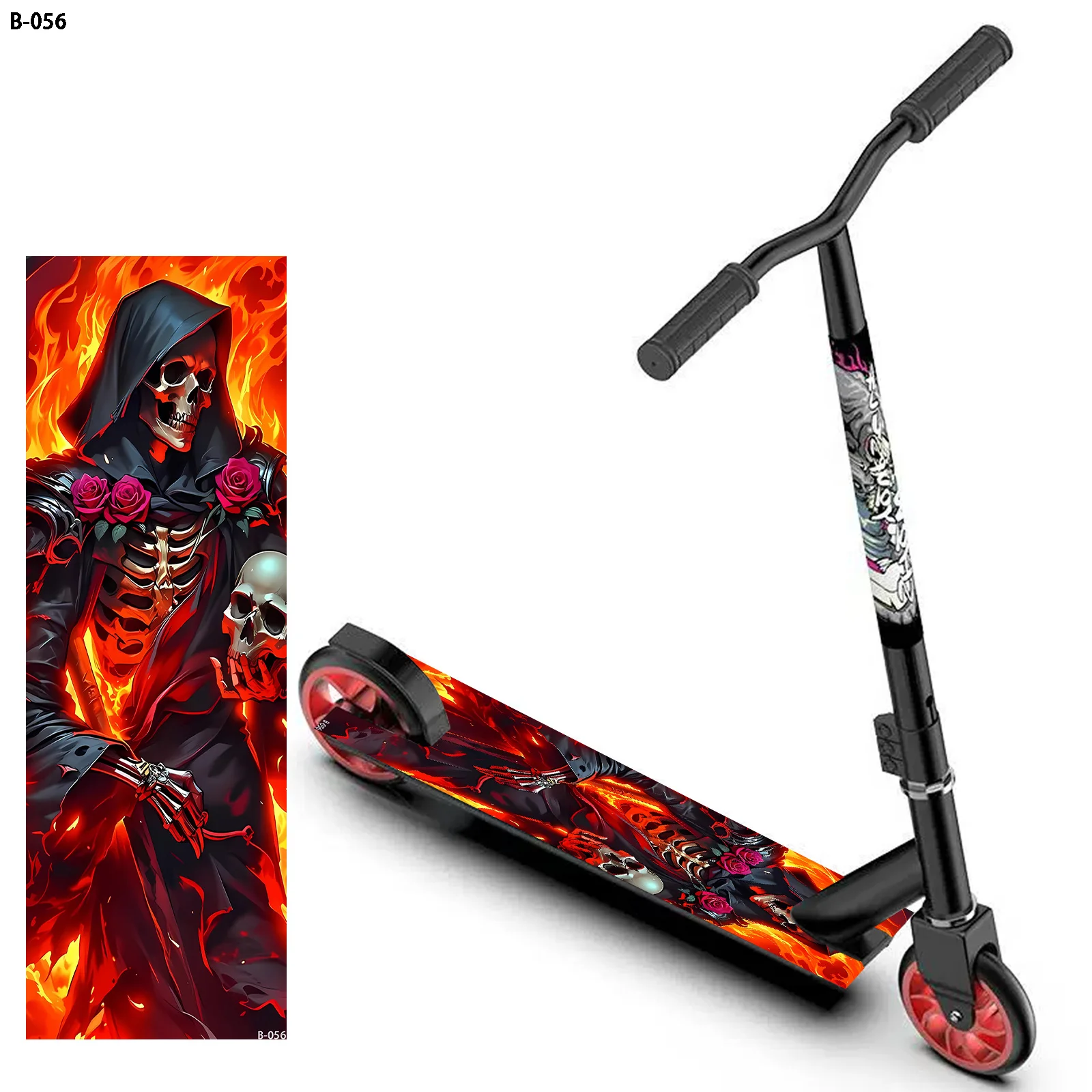 

1 dark cool flame reaper pattern scooter sticker, scooter sticker, DIY decorative sticker/skateboard body personalized DIY decal