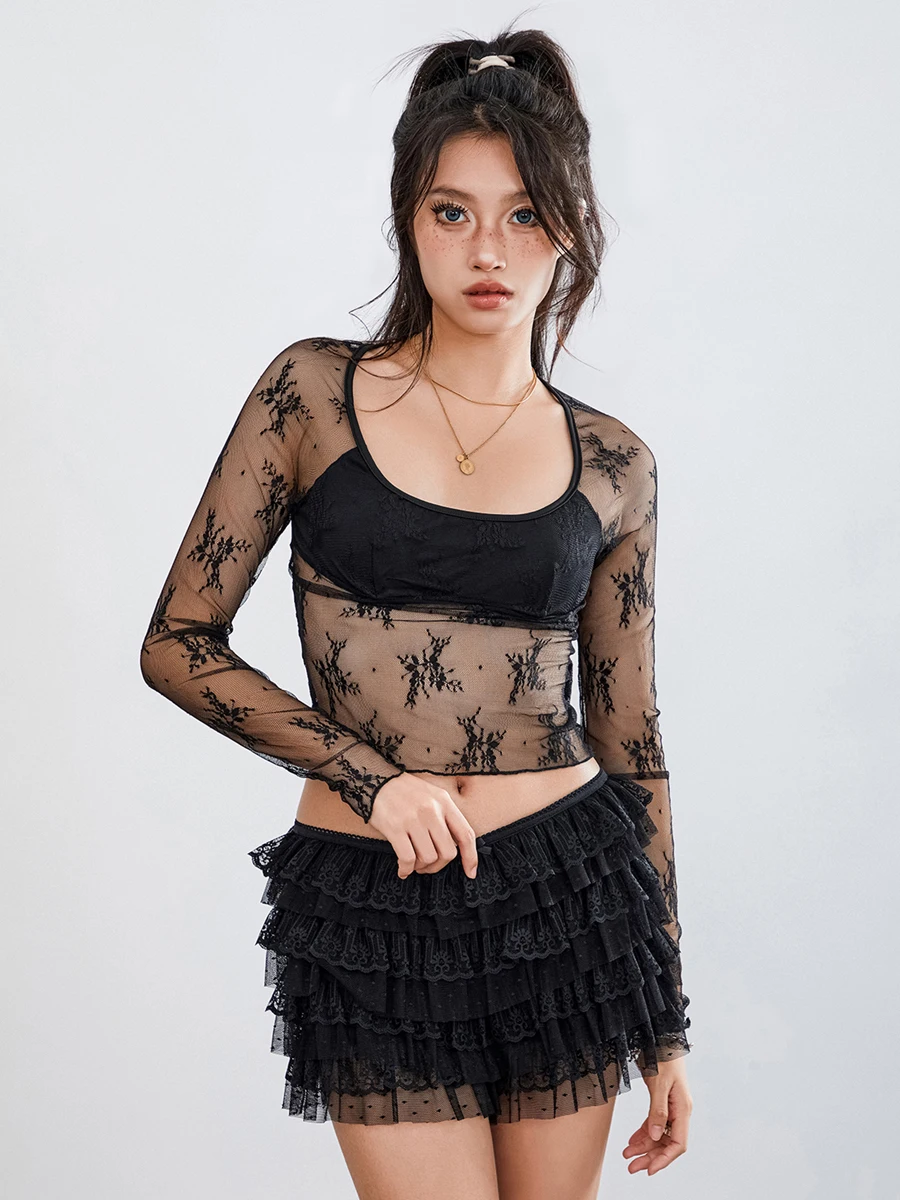 Womens Shorts Ruffled Layered Elastic Waist Lace Short Pants Bloomers Streetwear S-XL