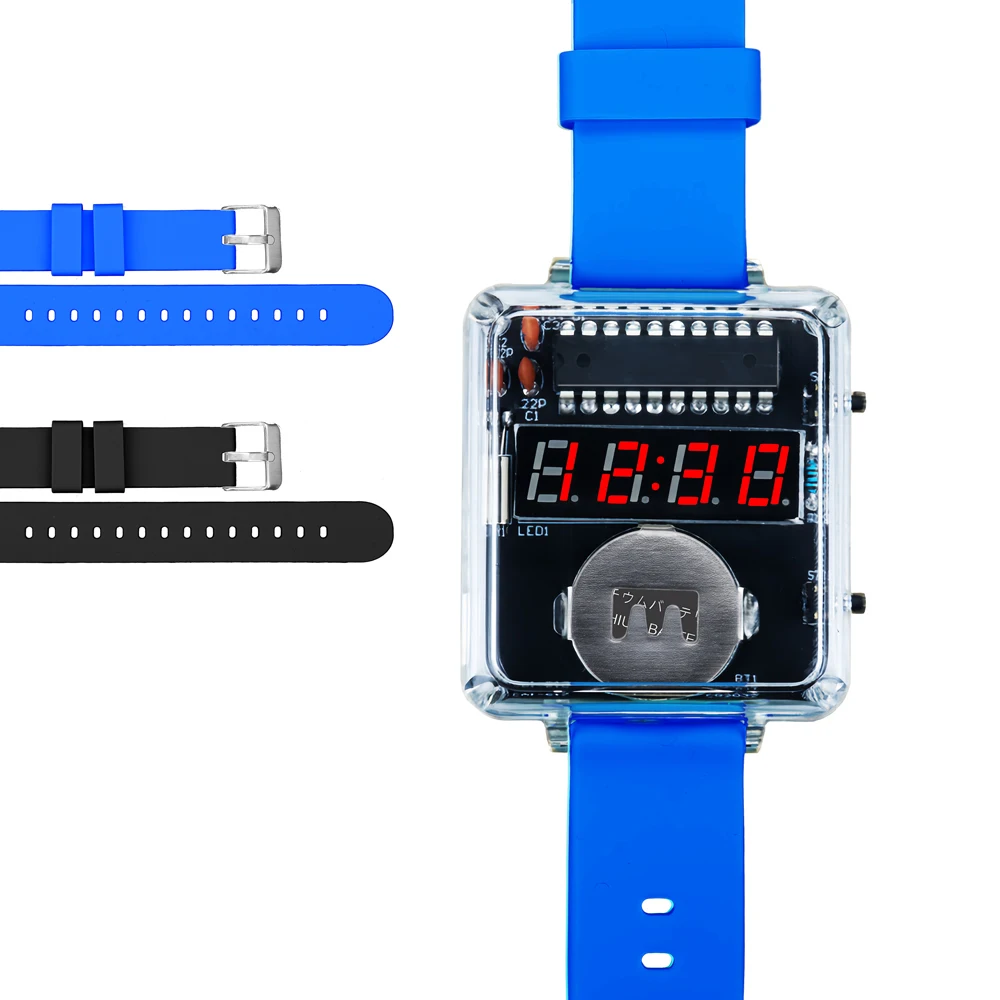 LED DIY Electronic Watch Kit Digital Tube Clock Accessories Soldering Assembly Electronic Silicone Watch