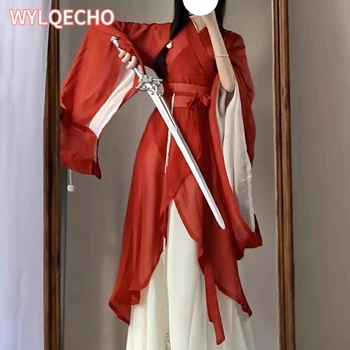Pesando original hanboks wei jin hanfu feminino cinto cruz pescoço halloween carnaval antigo chinês wuxia traje feminino