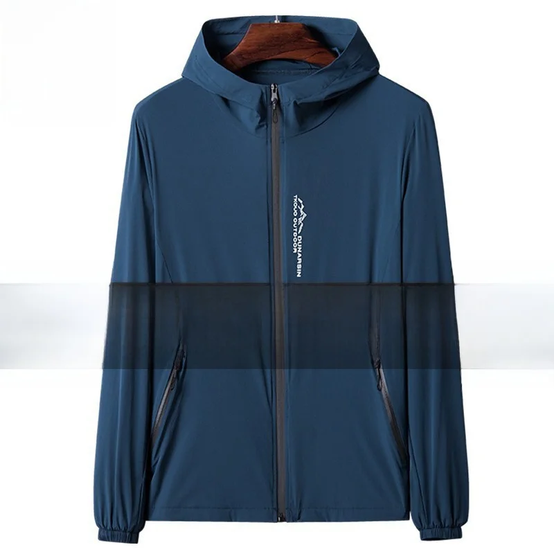 

Ultra-Thin Breathable Men's Ice Silk UV Protection Clothing Qui-Drng Fiing Jaet Lightweight Stand Fit Summer New A...