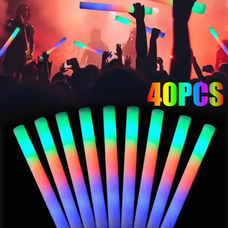 LED Light Up Foam Sticks Sponge Luminous Stick Night Light Glow Party Supplies for Wedding Birthday Raves Concert