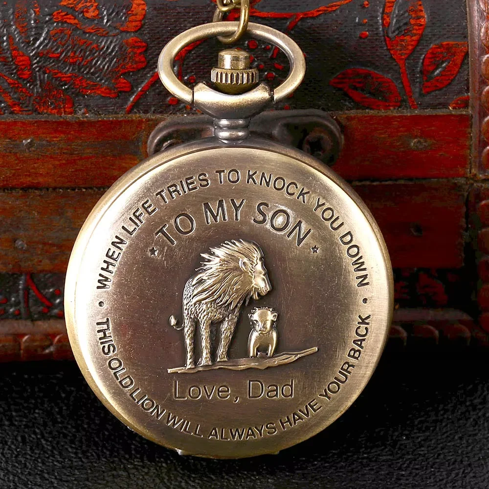 8950Embossed Simba copper color creative large Creative retro gift value exquisite pocket watch