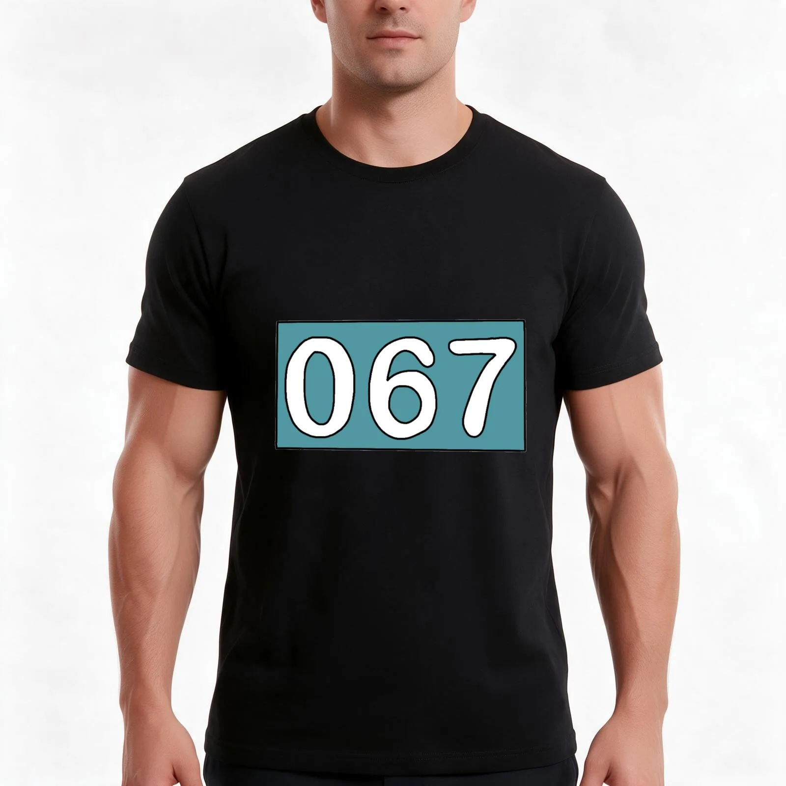 player 67 squid T-Shirt, Summer Casual Cotton Tee, Oversized Streetwear Tops, Vintage Graphic Print, Loose Fit Short Sleeve