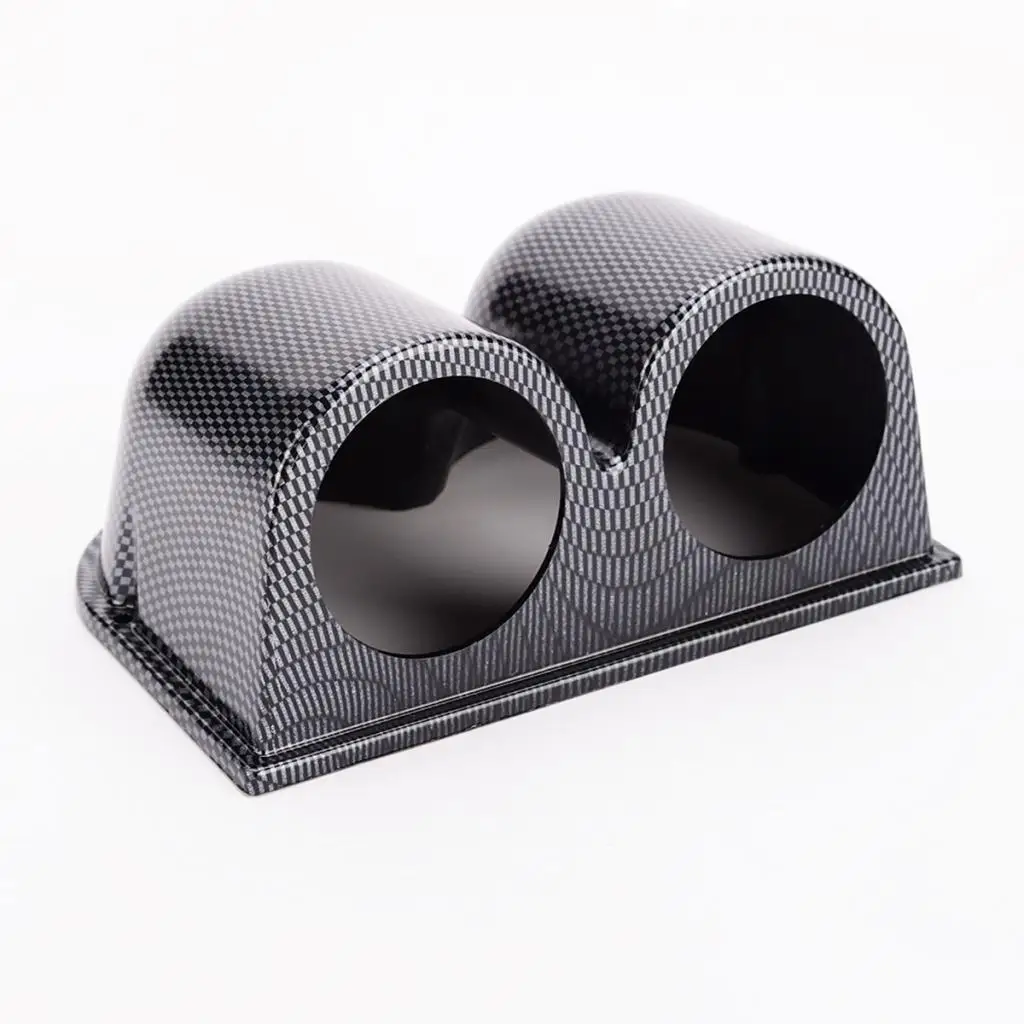 Gauge Meter Mount Holder Dual Pod 52mm Compatible Carbon Fiber Dashboard for Vehicles Easy Installation