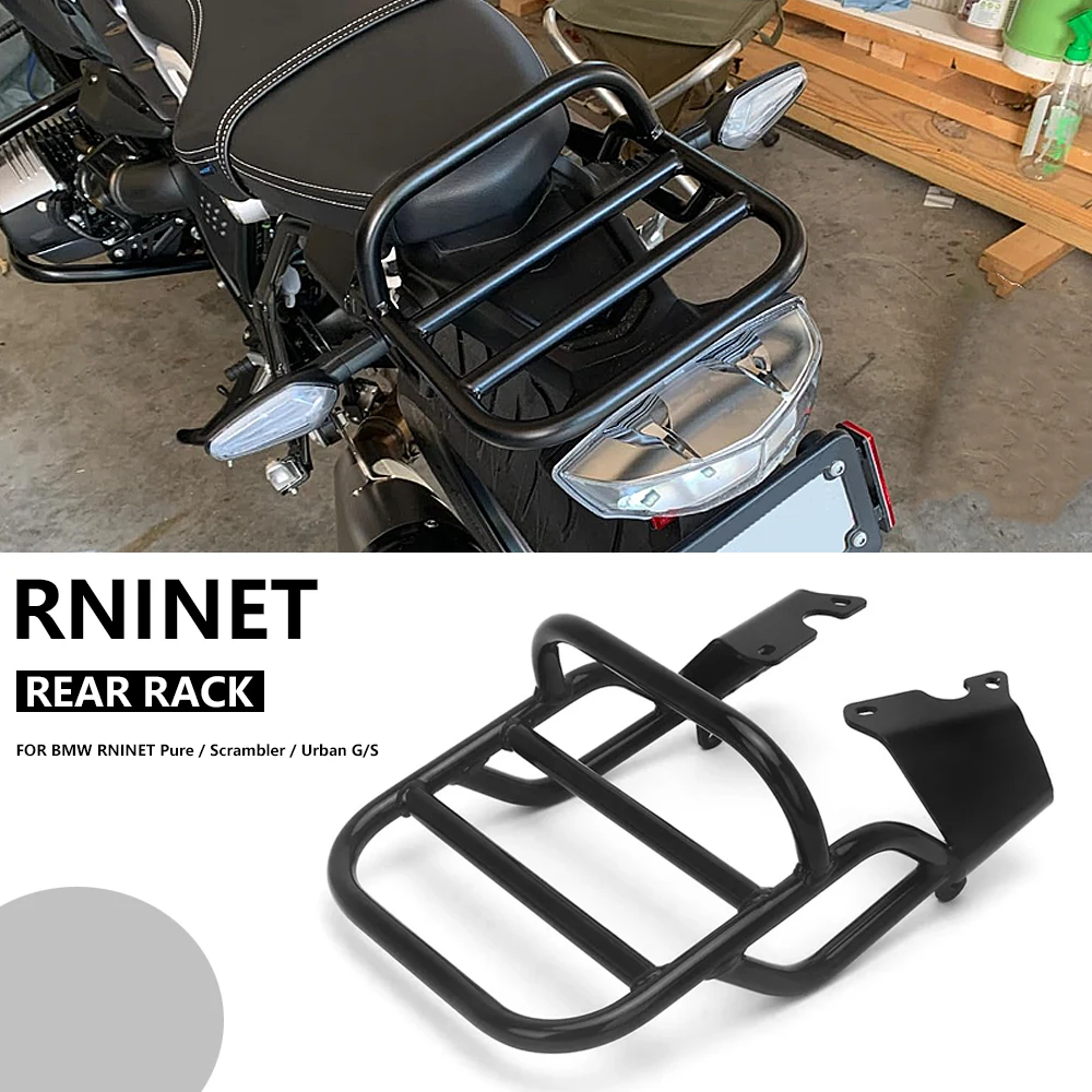 For BMW R9T RnineT 2014-2023 RNINET Scrambler R Nine T Pure Urban G/S Motorcycle Rear Seat Luggage Carrier Rack with Handle Grip