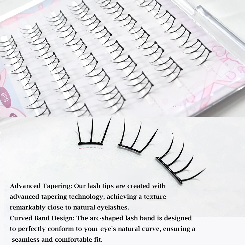 ขนตาปลอมแบบไม่ต้องใช้กาว ไม่ต้องใช้กาว ขนตาไอดอลแบบใช้ซ้ำได้เกาหลีรูปตัว U ธรรมชาติการต่อขนตาแบบมีกาวในตัว