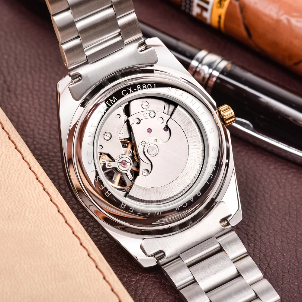 CHENXI Business Watch Men Automatic Luminous Clock Men's Tourbillon Waterproof Wrist Watch Full Steel Mechanical Watches Male