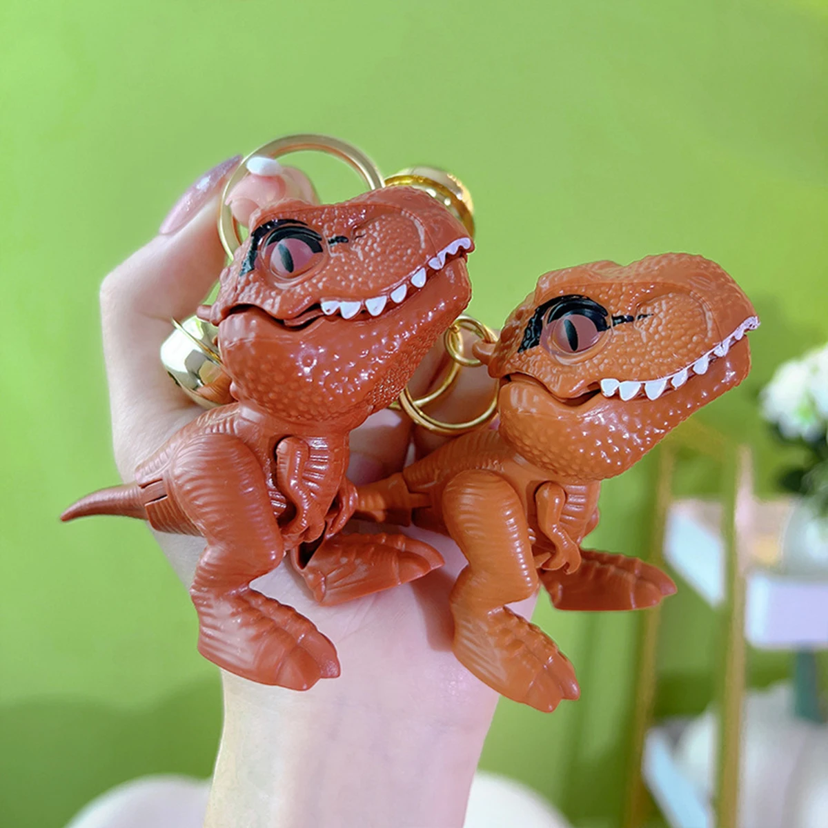 Tyrannosaurus Rex Biting A Hand Keychain - Creative Dinosaur Small Pendant for Couples' Schoolbag, A Small Gift.