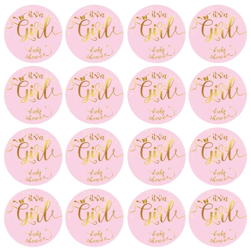 60Pcs Its A Boy Girl Stickers Baby Shower Round Packaging Sealing Label Gender Reveal Christening Sticker 1st Birthday Supplies