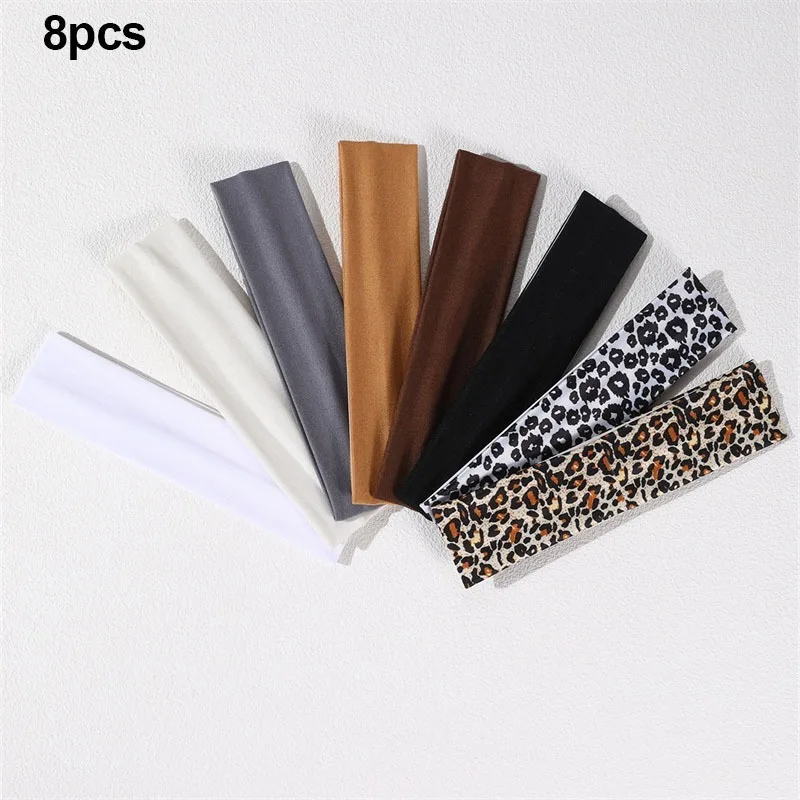 Women Yoga Sports Headbands 8Pcs/14Pcs Mixed Colors, Polyester Spandex Soft Elastic Athletic Hair Bands for Workout Running