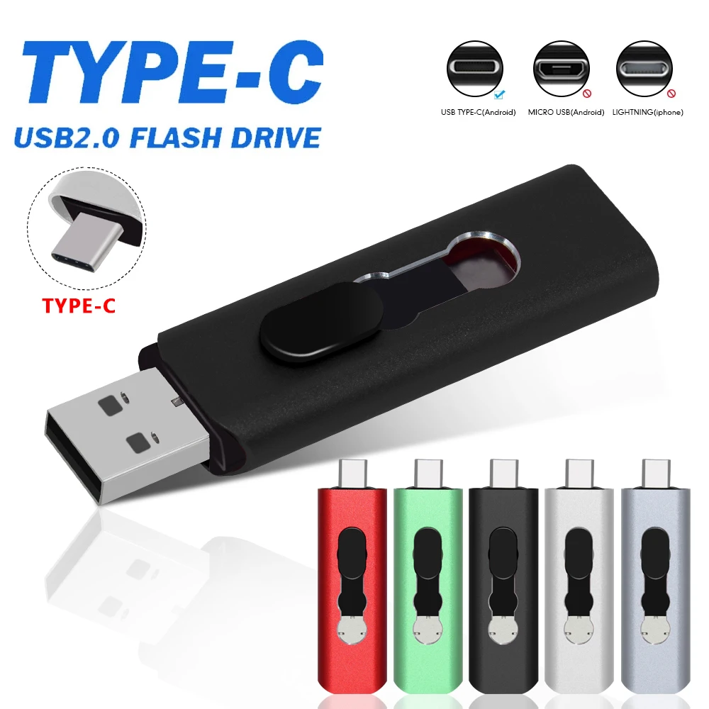 

(over 10pcs Free Logo) USB Flash Drive Type C Pen Drive 128GB 256GB Usb Memory 64GB 32GB USB 2.0 Stick Pendrive for Android/PC