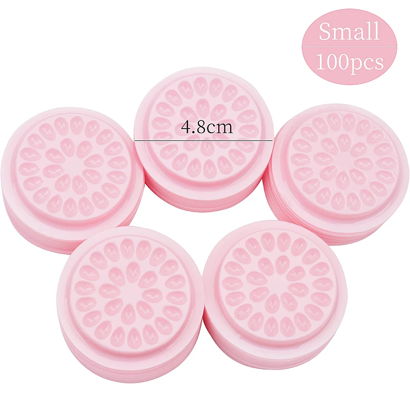 100 Pcs Eyelash Plastic Glue Holder Glue Gasket Adhesive Pallet Eyelash Extension Flower Shape Pad Grafting Lash Makeup Tools