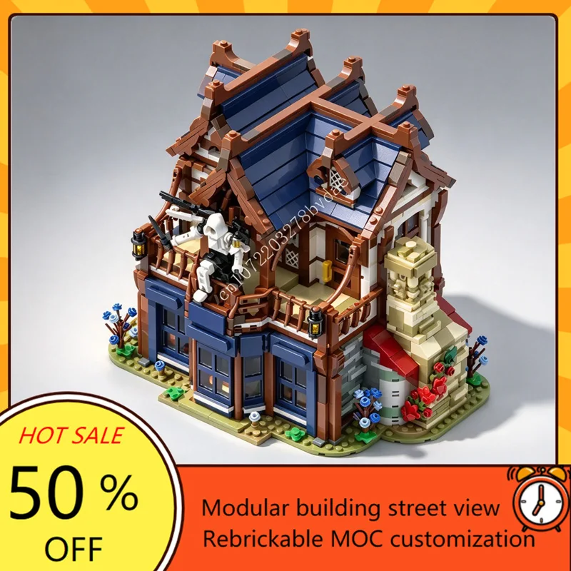 3771PCS Customized MOC Modular Ghost Room Street View Model Custom Puzzle Technology   DIY Assembly Toys Birthday Gift
