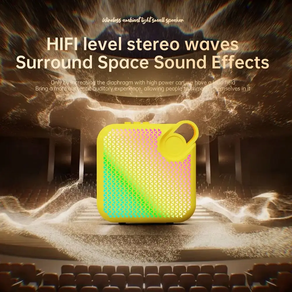 

Mini Portable Bluetooth Speaker with Atmosphere Lamp Super Bass Wireless Sound Box High Sound Quality Stereo Sound Subwoofer