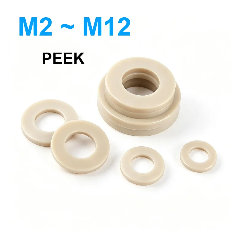 DIN125 PEEK Flat Washer M2 M2.5 M3 M4 M5 M6 M8 M10 M12 High‑strength High‑temperature Corrosion‑resistant Plain Gasket