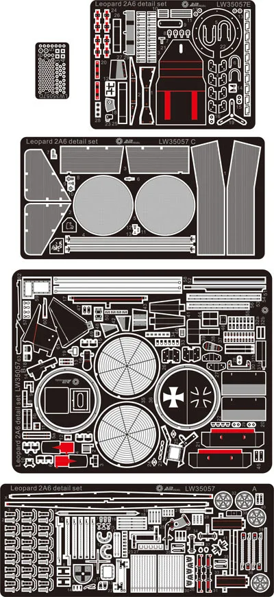 

AM-WORKS LW35057 1/35 Комплект деталей Leopard 2A6 (для Тамии)